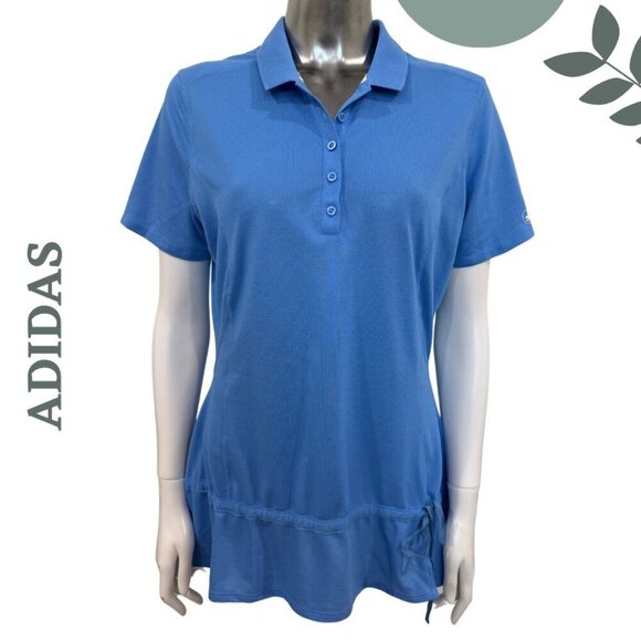 Adidas Predator Ridge Golf Shirt – Light Blue, Flared Drawstring Hem Size Large - Picture 1 of 9
